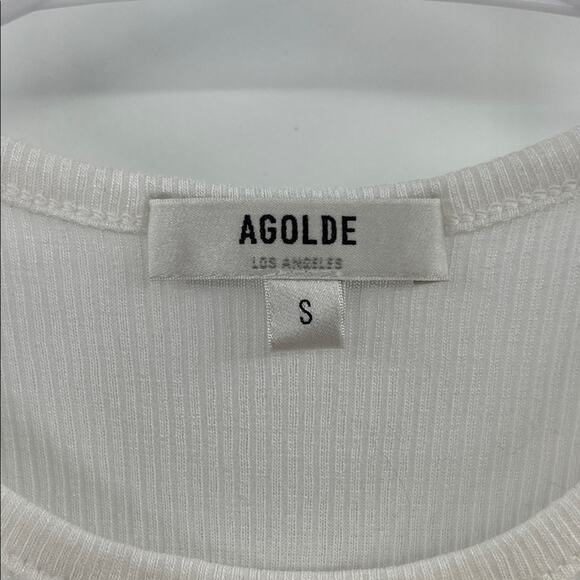 Agolde Women's Abbie Ribbed Tee - White - Small - Picture 3 of 6